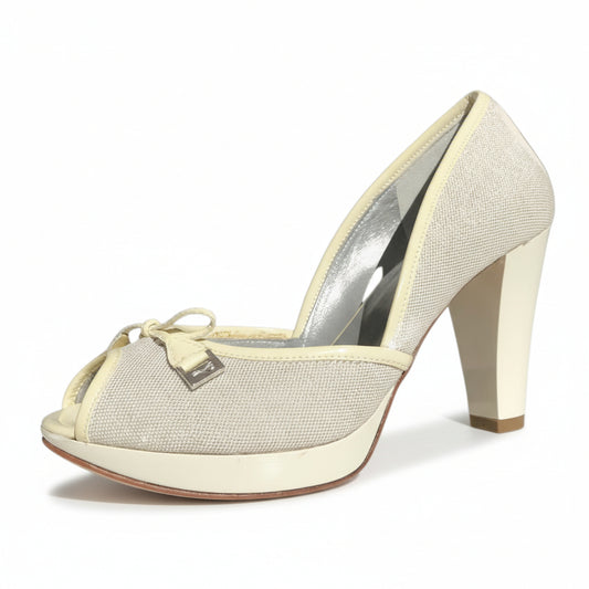 Décolleté spuntate Nero Giardini, P000618E, Tessuto glitter Beige e Argento, Vera Pelle, 36 IT