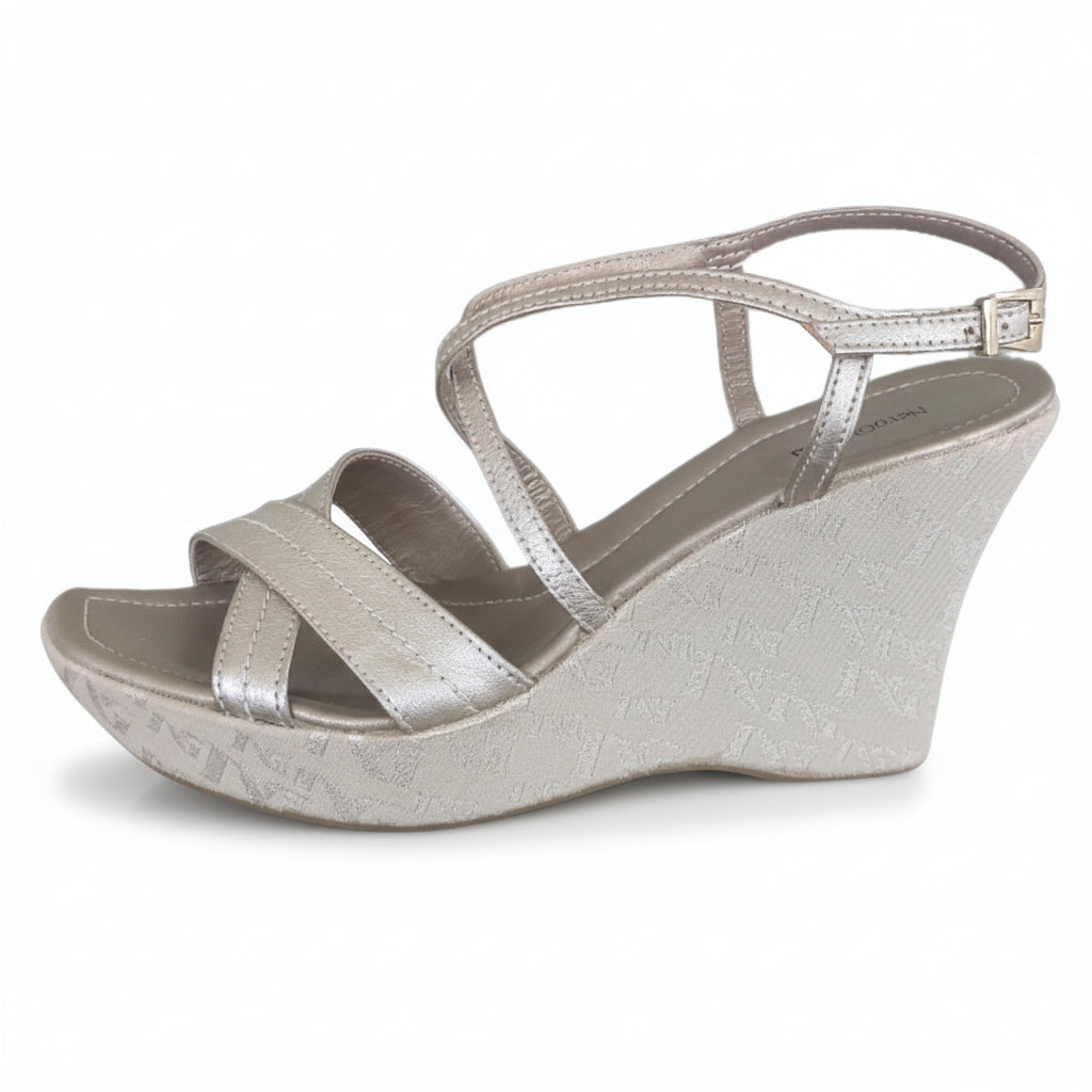 Sandali, Nero Giardini, 375, Platino, Vera Pelle, Zeppa Monogram
