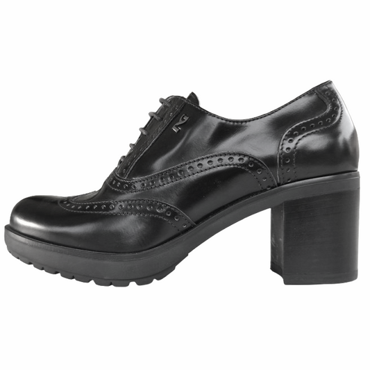 Scarpe Francesine Donna NeroGiardini Art A616490D Tacco a blocco, Vera Pelle, Nero