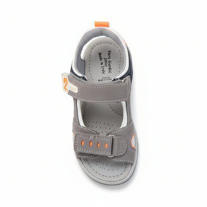 Sandali Bambino Nero Giardini Junior in Vera Pelle – Grigio Blu Arancione Strappo