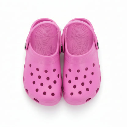 Ciabatte forate in gomma, stile Crocs, De@de, Fucsia