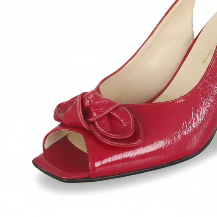 Sandali Cinzia Valle, Vera Pelle Naplak Rosso, fiocco, Open Toe, 37 IT