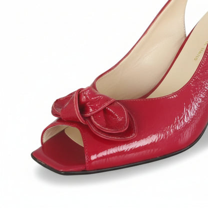 Sandali Cinzia Valle, Vera Pelle Naplak Rosso, fiocco, Open Toe, 37 IT