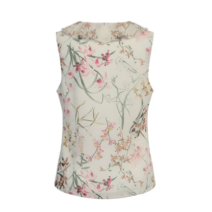 Blusa Giromanica Nero Giardini, Vaniglia, Stampa Floreale