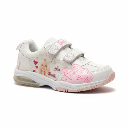 Scarpe da Bambina, Barbie, Bianco e Rosa, Tela, Doppio Strappo