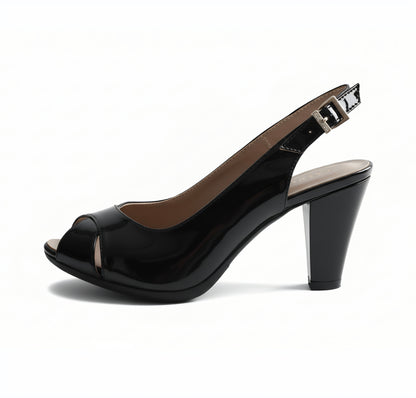 Sandali Donna Nero Giardini 396, Tacco a cono, Vera Pelle Naplak, Nero, 35 IT