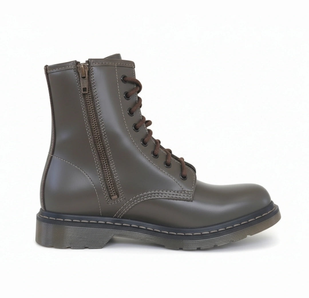 Anfibi Donna NeroGiardini A311040D - Vera Pelle Abrasivata, Verdegris, Zip