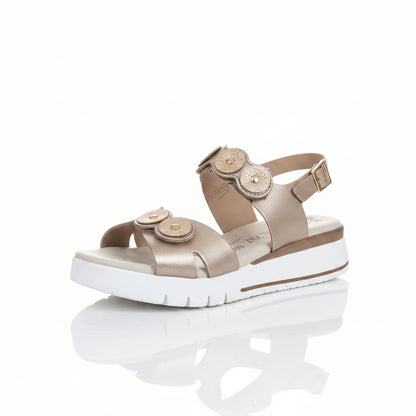 Sandali Donna Cinzia Soft Vera Pelle Platino con Doppio Strap, Fibbia e Platform – Numero 41