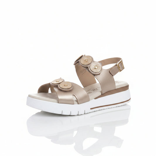 Sandali Donna Cinzia Soft Vera Pelle Platino con Doppio Strap, Fibbia e Platform – Numero 41