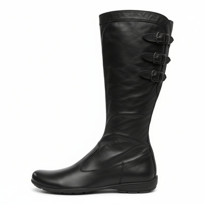 Stivali Donna NeroGiardini 00175, Vera Pelle, zip, fibbie, Nero - 37 EU
