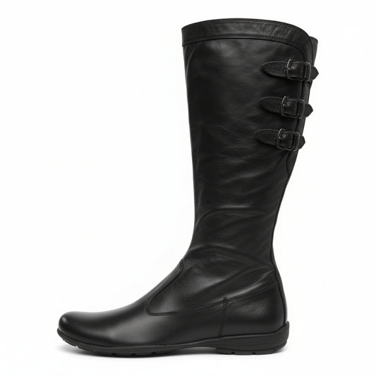 Stivali Donna NeroGiardini 00175, Vera Pelle, zip, fibbie, Nero - 37 EU