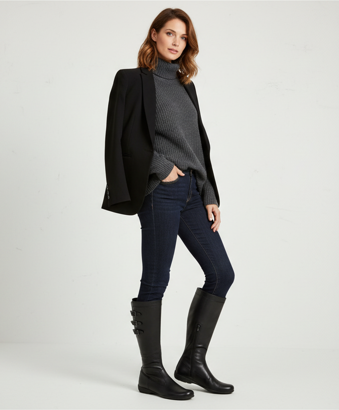 Stivali Donna NeroGiardini 00175, Vera Pelle, zip, fibbie, Nero - 37 EU