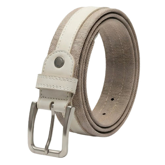 NeroGiardini Cintura Uomo in Vera Pelle e Tessuto Resistente, Beige