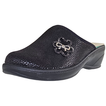Fly Flot 35959 Ciabatte Pantofole Donna, Ciabatte Chiuse con Plantare Estraibile in Vera Pelle, Nero