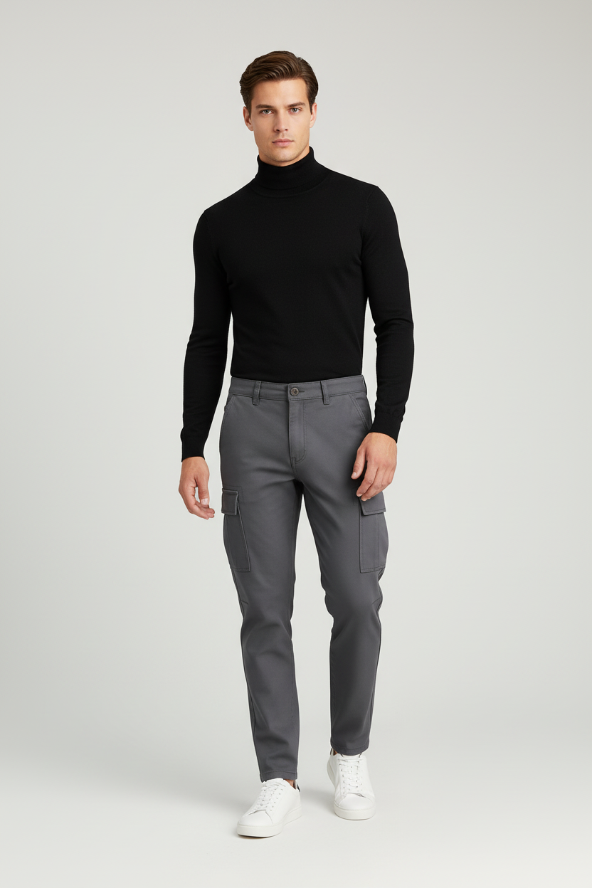 Pantaloni Da Uomo Cargo BE MISTIC, Grigio Piombo, Cotone elasticizzato, Taglia 48 EU