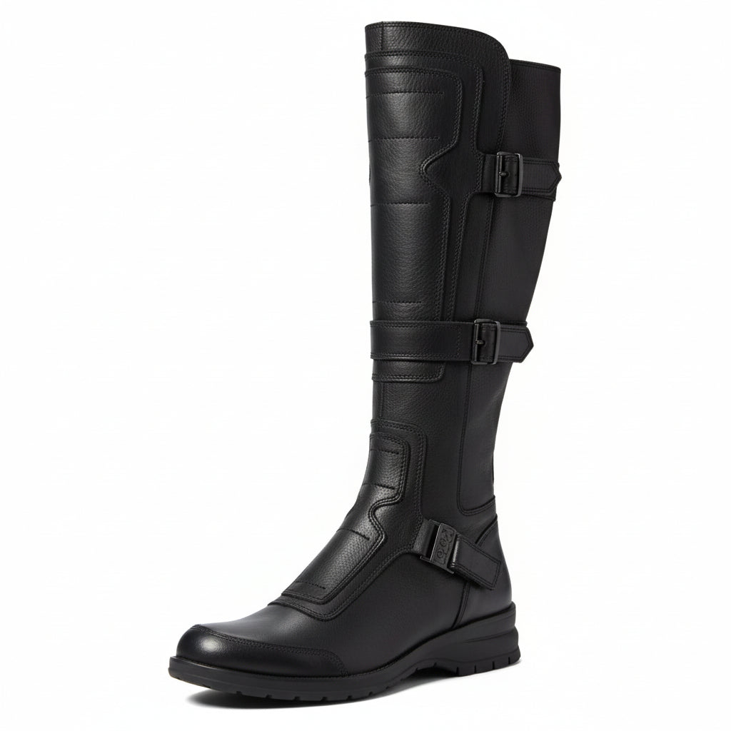 Stivali biker Donna NeroGiardini 00440, Zip, strappi, Vera pelle, Nero