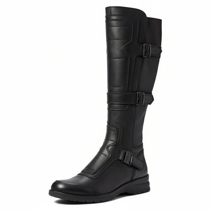 Stivali biker Donna NeroGiardini 00440, Zip, strappi, Vera pelle, Nero
