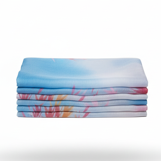 Foulard Coveri Collection Sciarpa Leggera Celeste cielo con stampa floreale