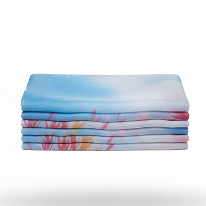 Foulard Coveri Collection Sciarpa Leggera Celeste cielo con stampa floreale
