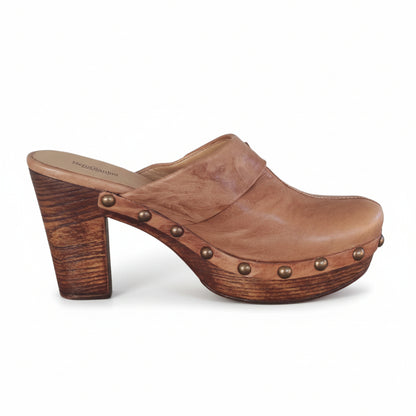Sabot Donna Nero Giardini, P207240D, Tacco a blocco alto, con Plateau, Vera Pelle, Cuoio, 40 EU