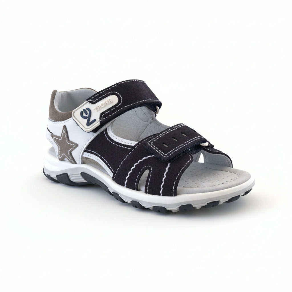 Sandali Bambino Nero Giardini Junior in Vera Pelle – Blu e Bianco