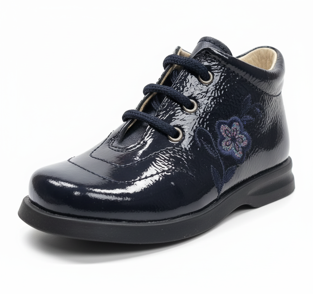 Scarpe da Bambina, Vera Pelle in Vernice, Blu Notte, Safari Kid's