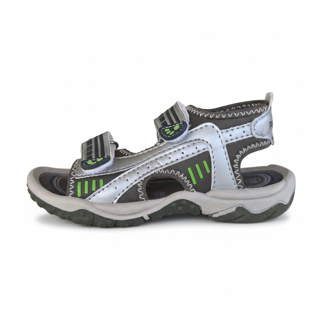 Sandali Bambini Primigi Vera Pelle Strappo Argento e Verde | Taglia 28