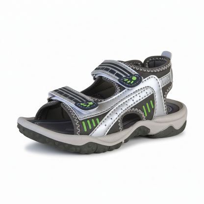 Sandali Bambini Primigi Vera Pelle Strappo Argento e Verde | Taglia 28