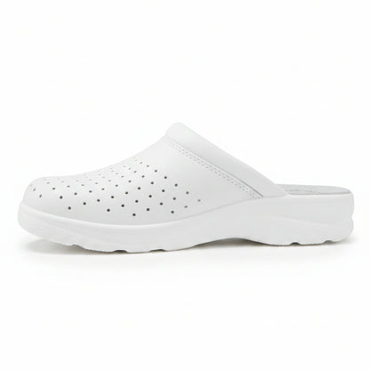 Ciabatte Sanitarie Fly Flot Vera Pelle Forate Bianco