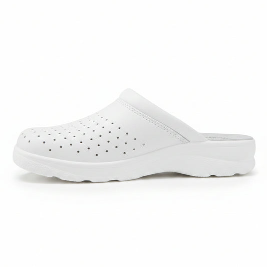 Ciabatte Sanitarie Fly Flot Vera Pelle Forate Bianco