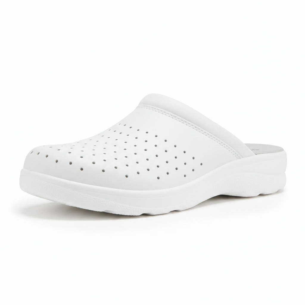 Ciabatte Sanitarie Fly Flot Vera Pelle Forate Bianco