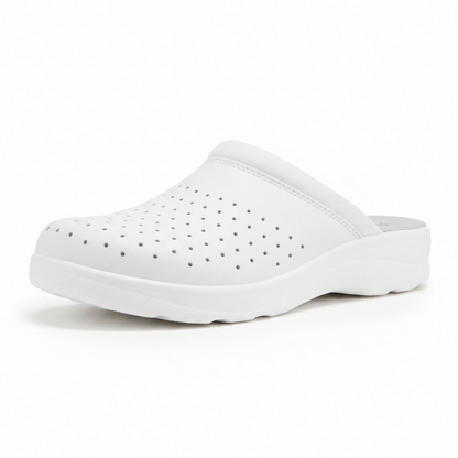 Ciabatte Sanitarie Fly Flot Vera Pelle Forate Bianco