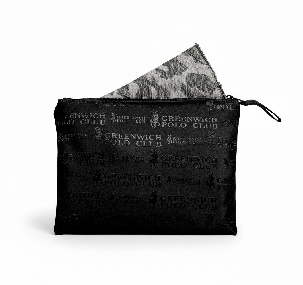 Sciarpa Greenwich Polo Club stampa mimetica Grigio e Nero, con custodia pochette
