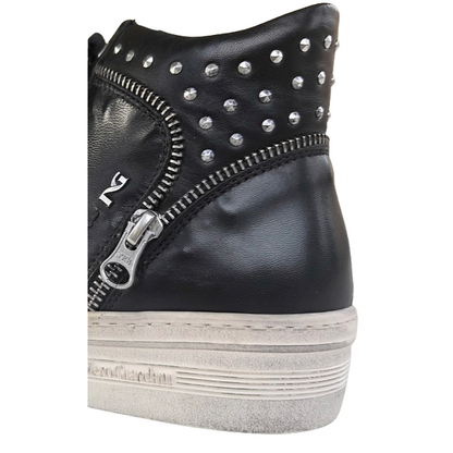 Sneakers Donna NeroGiardini A513500D, Vera Pelle, con lacci e zip, borchie