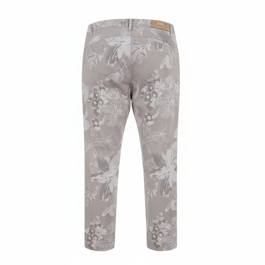 Pantaloni Donna Nero Giardini, Stampa Floreale Grigio Perla, P464504D