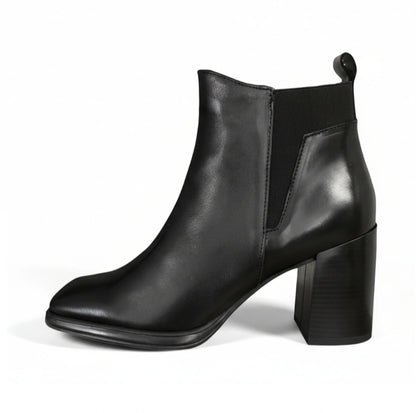 Stivaletti Neri Donna Cinzia Soft PQ9555760 - Vera Pelle, Tacco a blocco, Elastico e Zip Laterale