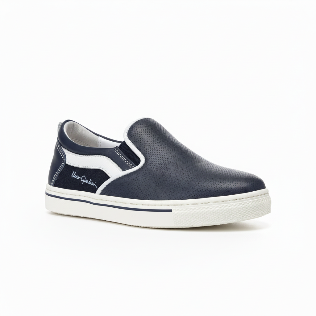 Sneakers Bambini Nero Giardini, Blu, Slip On, con Elastici, Platform