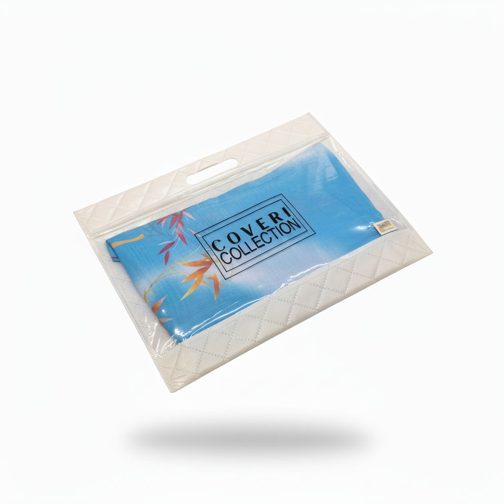 Foulard Coveri Collection Sciarpa Leggera Celeste cielo con stampa floreale