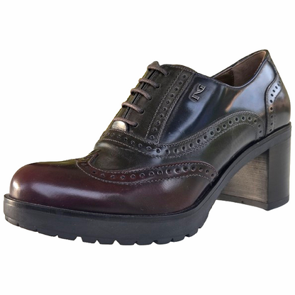 Scarpe Francesine Donna NeroGiardini A616491D Tacco a blocco e plateau, Vera Pelle Abrasivato, Bordeaux, Antracite, Blu - Numero 37 (EU)