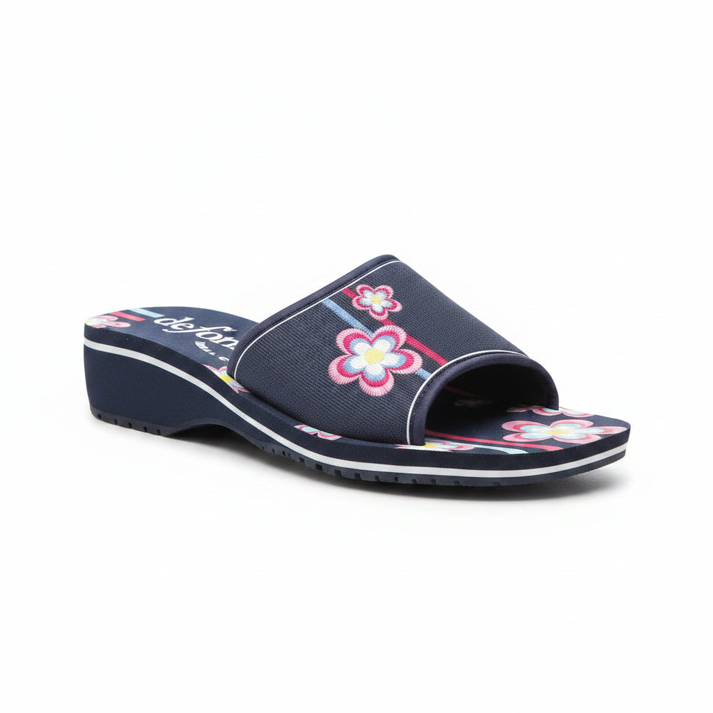 Ciabatte Mare Donna De Fonseca Zeppa Stampa Floreale – Blu