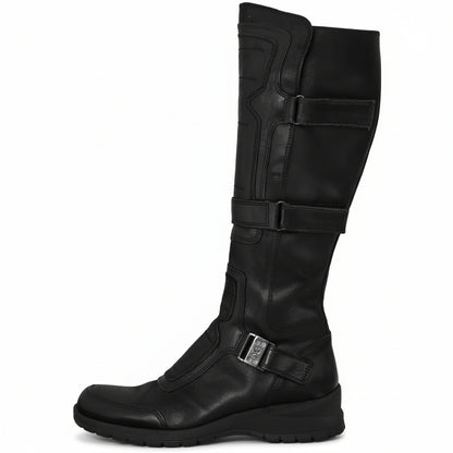 Stivali biker Donna NeroGiardini 00440, Zip, strappi, Vera pelle, Nero