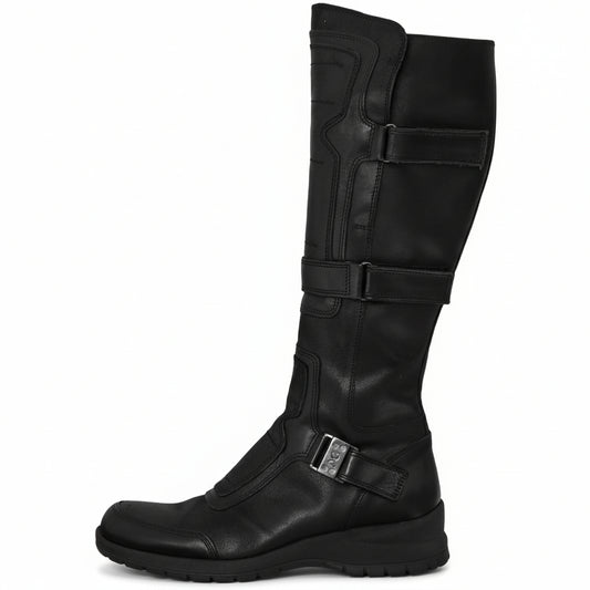 Stivali biker Donna NeroGiardini 00440, Zip, strappi, Vera pelle, Nero