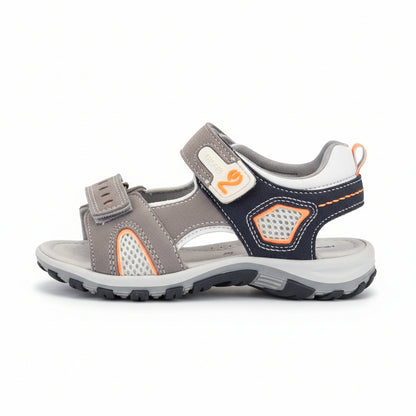 Sandali Bambino Nero Giardini Junior in Vera Pelle – Grigio Blu Arancione Strappo