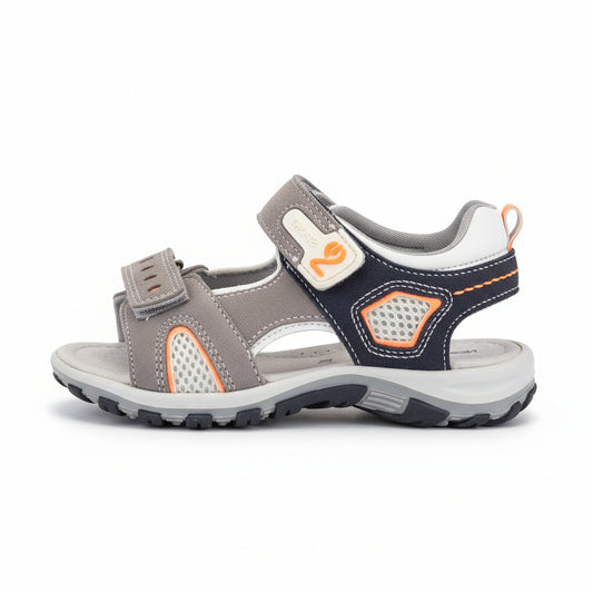 Sandali Bambino Nero Giardini Junior in Vera Pelle – Grigio Blu Arancione Strappo