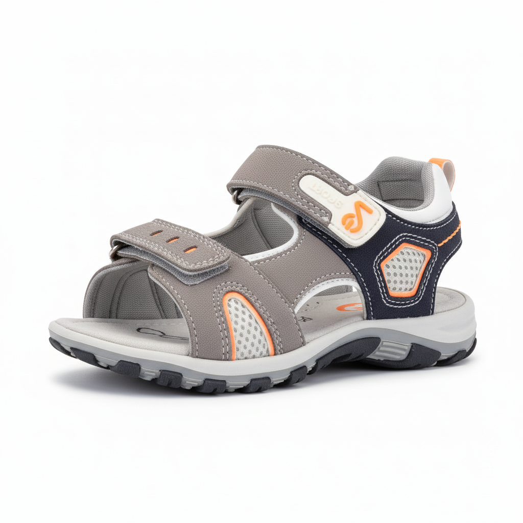 Sandali Bambino Nero Giardini Junior in Vera Pelle – Grigio Blu Arancione Strappo