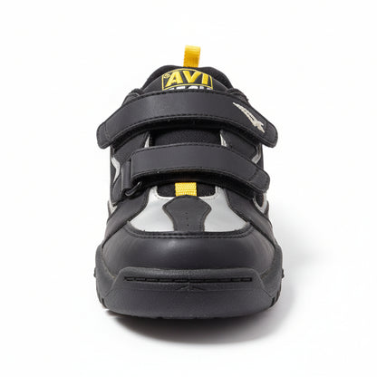 Sneakers Bambini, Avi Tech, Nero, Dettagli Gialli, Vera Pelle, Doppio Strappo, 32 EU
