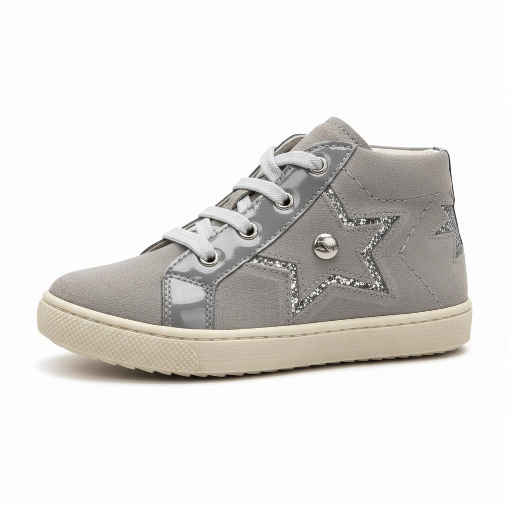 Nero Giardini Scarpe da bambina, Grigio Fumo, Vera Pelle, Stella Glitter - 25 EU