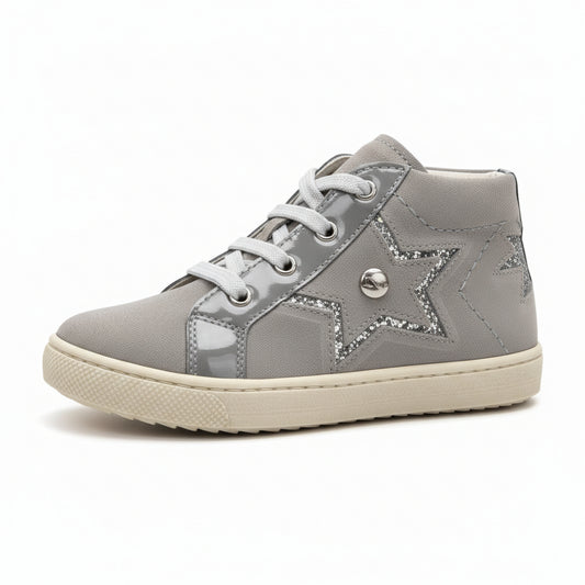 Nero Giardini Scarpe da bambina, Grigio Fumo, Vera Pelle, Stella Glitter - 25 EU