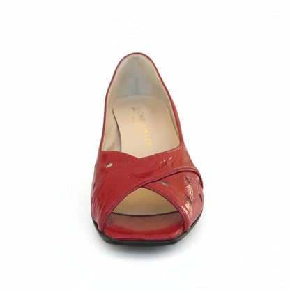 Scarpe spuntate Cinzia Valle, Rosso, Vera Pelle Naplak in vernice, Open Toe