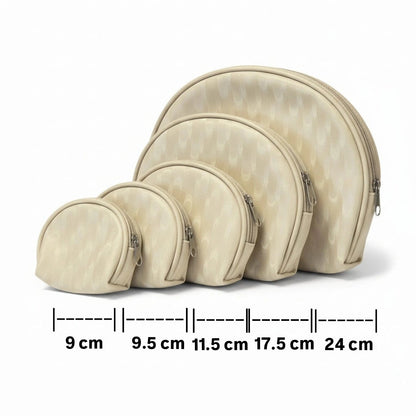 Set 5 pezzi da viaggio, Porta monete, Beauty case, Porta trucchi, Beige